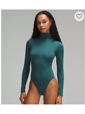 Lululemon Wundermost Ultra-Soft Nulu Turtleneck Bodysuit Storm Teal Size SMALL